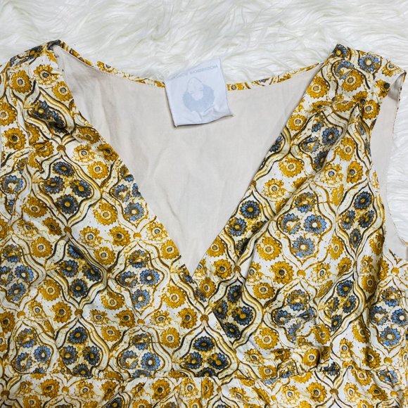 Patrick Robinson for Target V-neck Vintage Print Dress Ruffled Hem Size Large - Picture 3 of 13